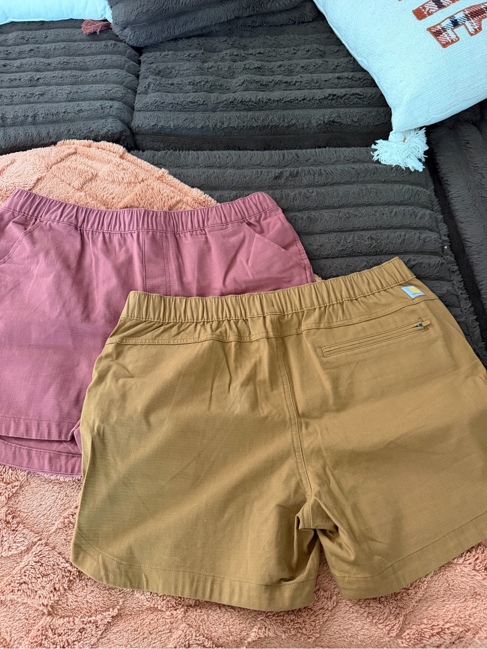 Carhartt Women’s High-Waist Shorts in Mauve & Caramel